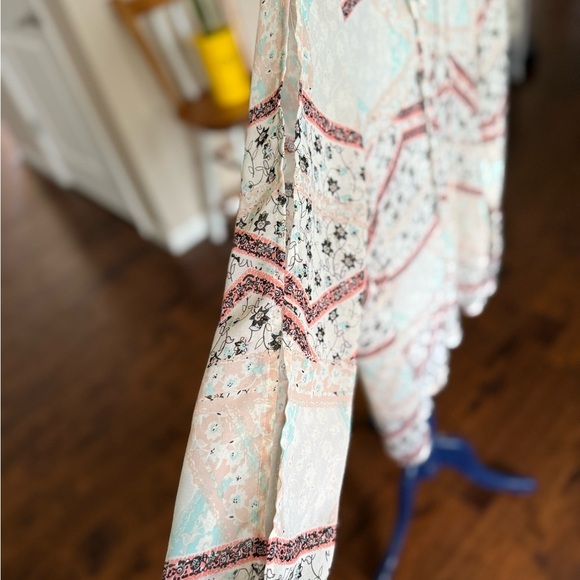 Maurices Sheer Tie Front, Cold Shoulder, Lace Back Top, Size Large - Picture 2 of 6